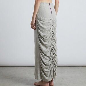 Vintage Y2K rbyme Gray Ruched Back Maxi Skirt – Double Layer Cotton XS